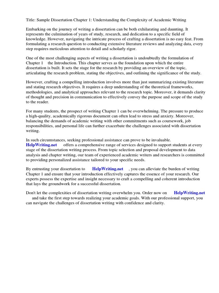 Sample Dissertation Chapter 1 | PDF | Thesis | Biometrics