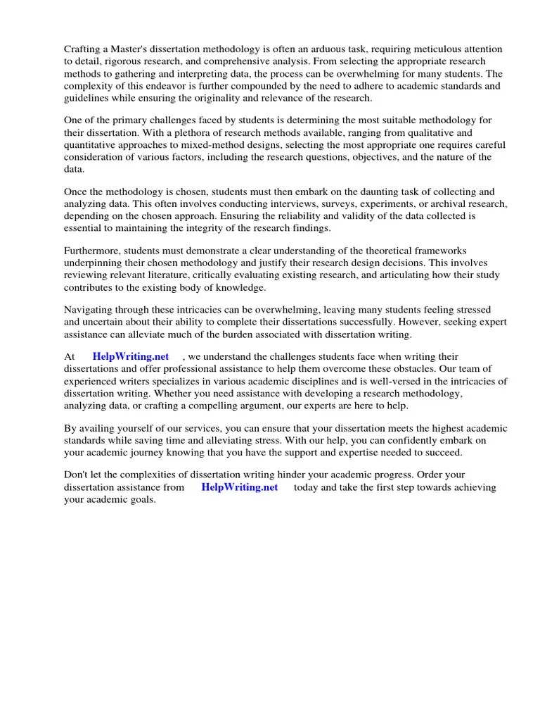 Example Masters Dissertation Methodology | PDF | Methodology | Quantitative Research