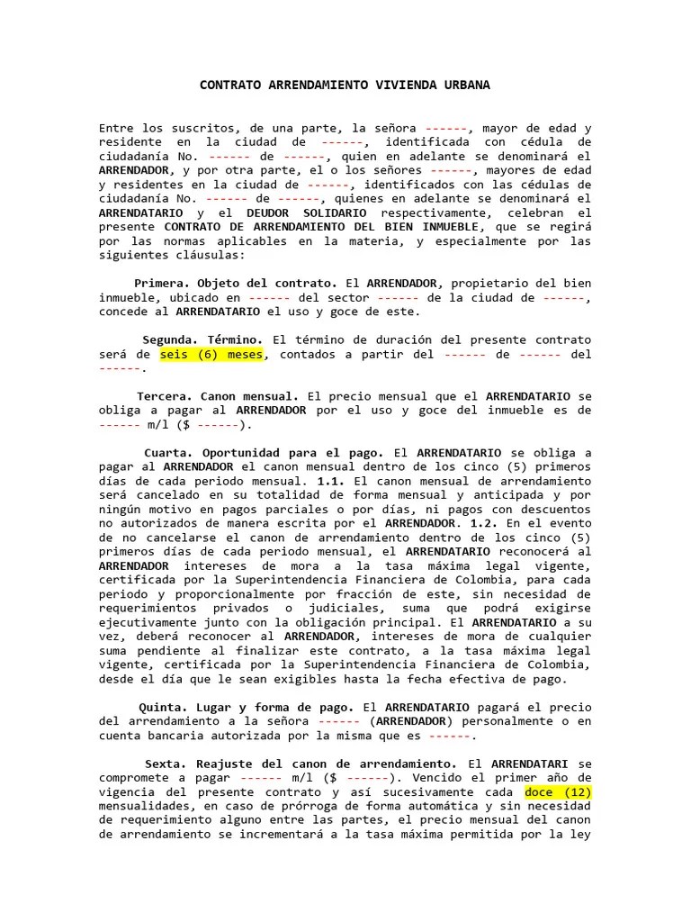 Modelo Contrato Vivienda Urbana | PDF | Pagos | Daños Y Perjuicios