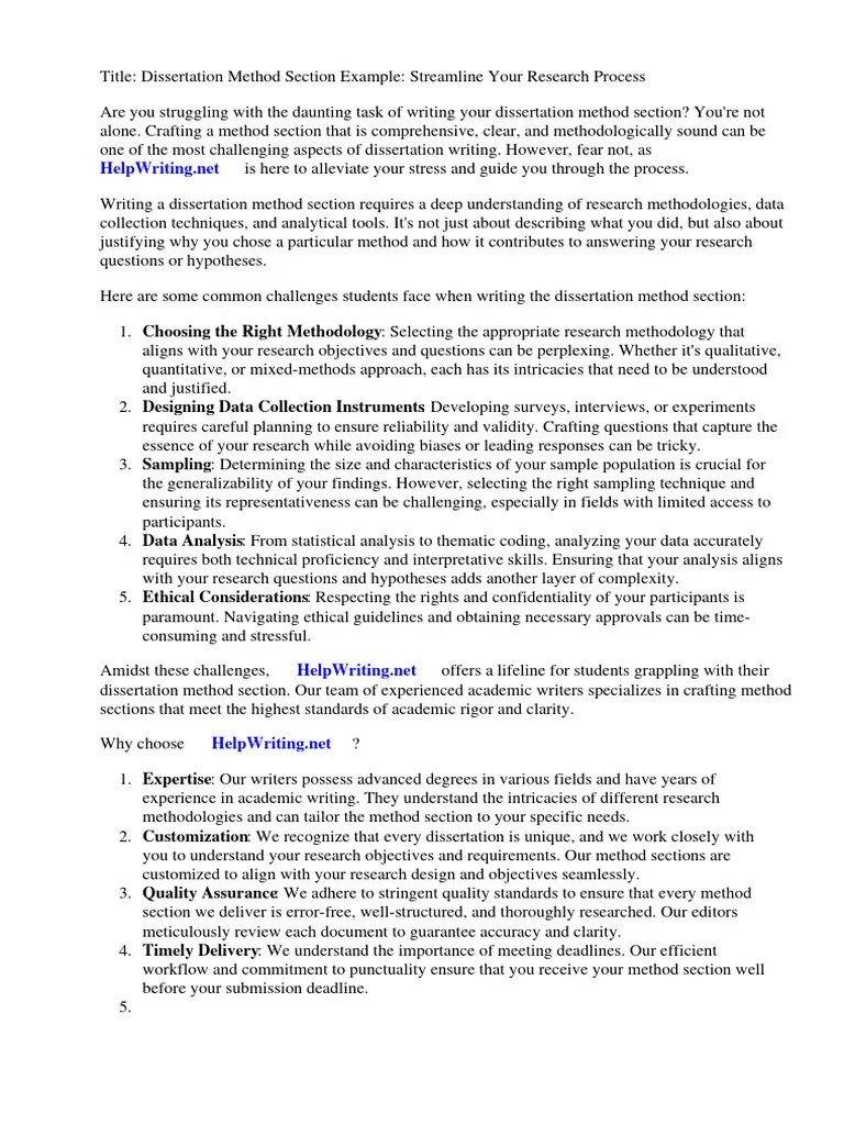 Dissertation Method Section Example | PDF | Methodology | Scientific Method