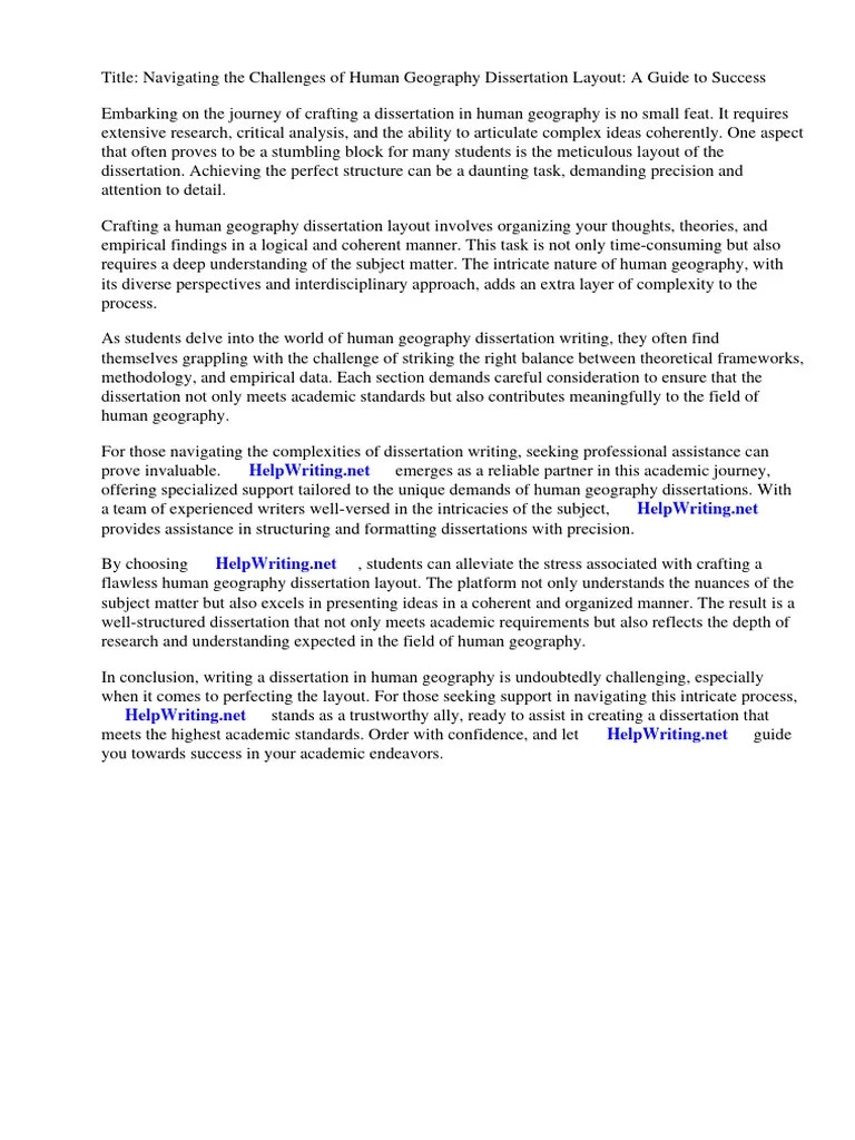 Human Geography Dissertation Layout | Download Free PDF | Geography | Thesis