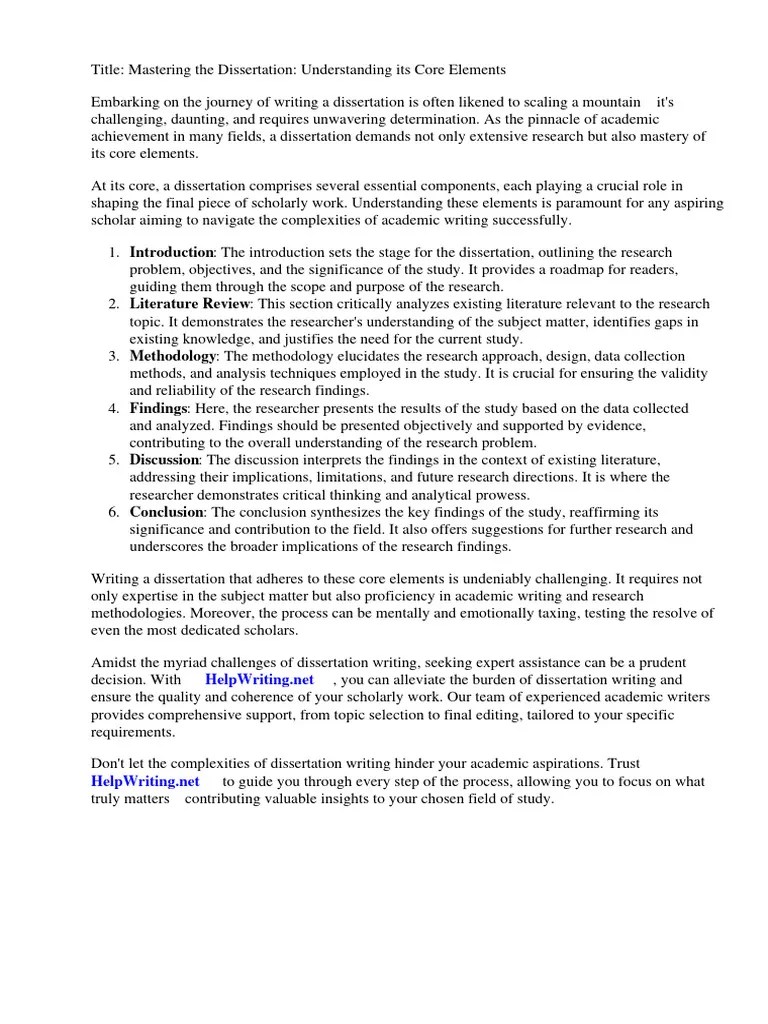 Dissertation Core Elements | PDF | Thesis | Methodology