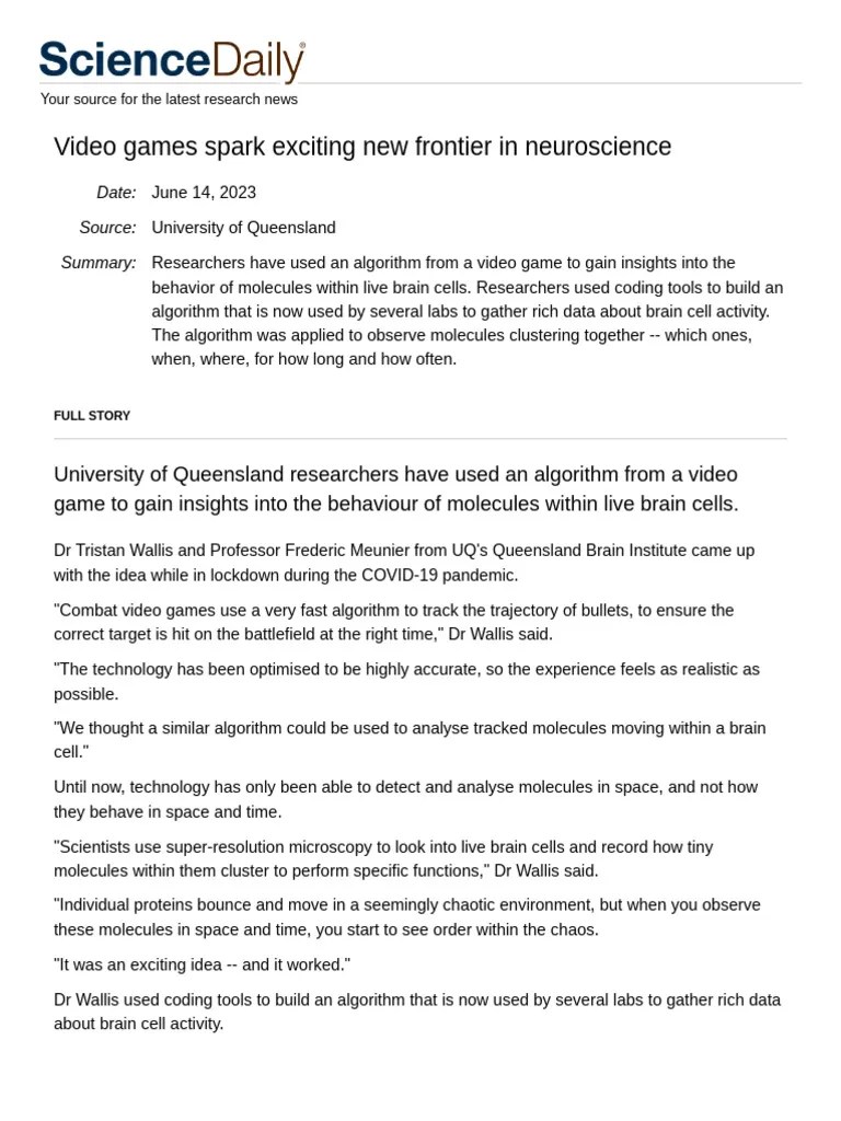 Video Games Spark Exciting New Frontier In Neuroscience - ScienceDaily ...