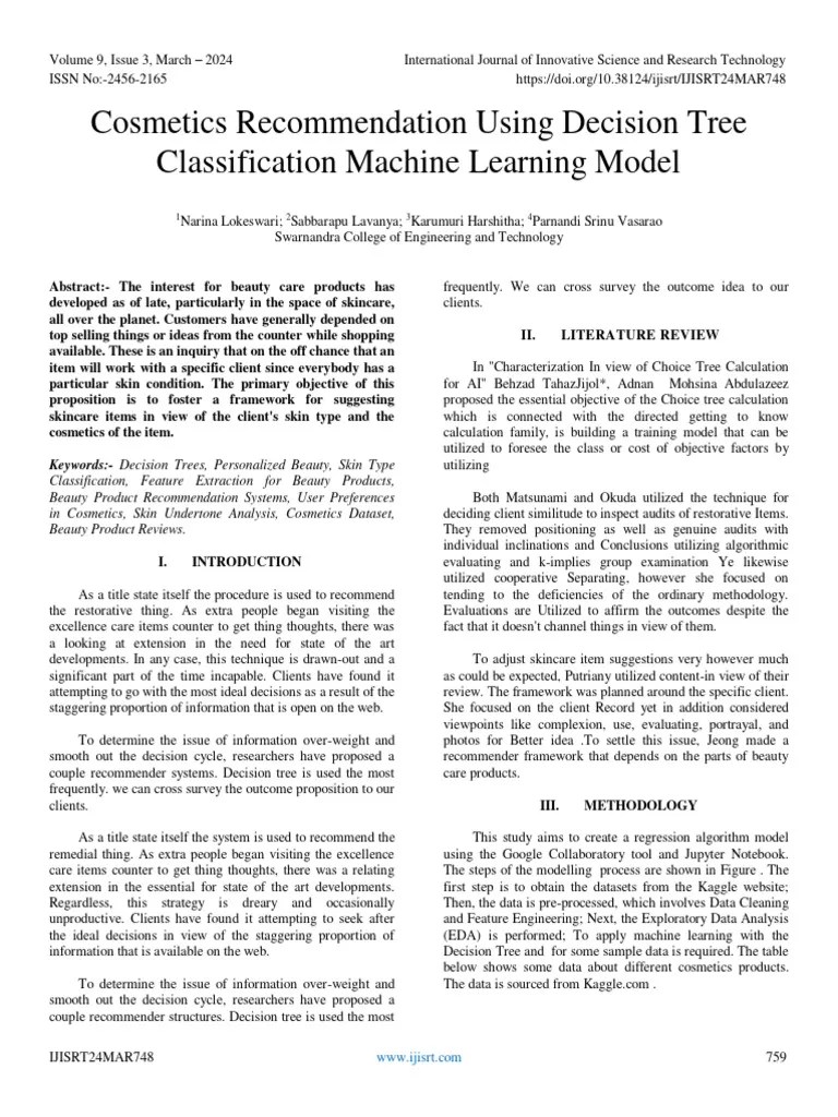 Cosmetics Recommendation Using Decision Tree Classification Machine ...
