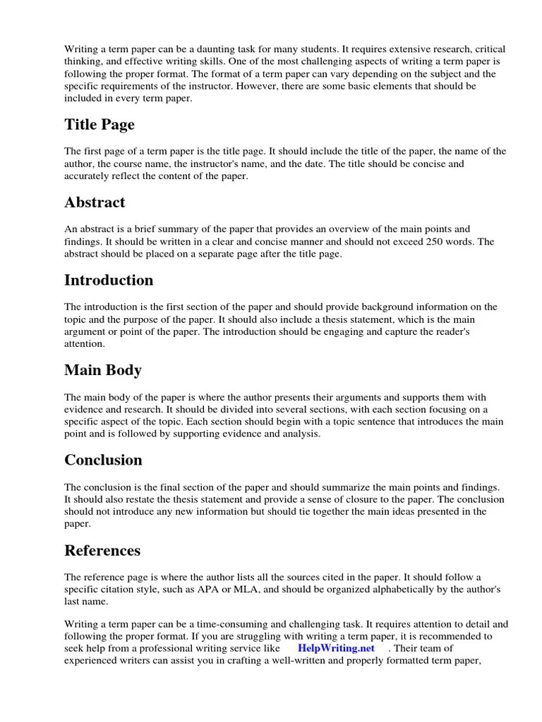 Basic Term Paper Format | PDF | Apa Style | Citation