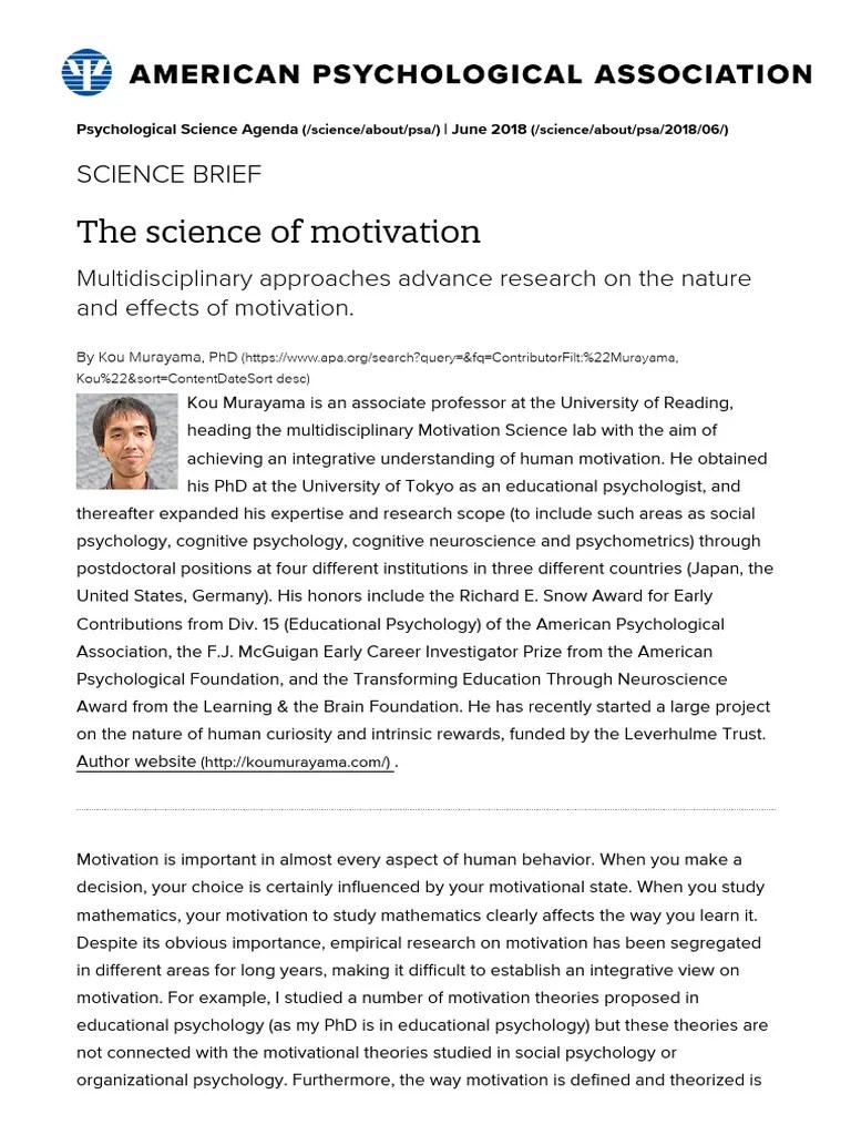 The Science Of Motivation | Download Free PDF | Motivational | Motivation