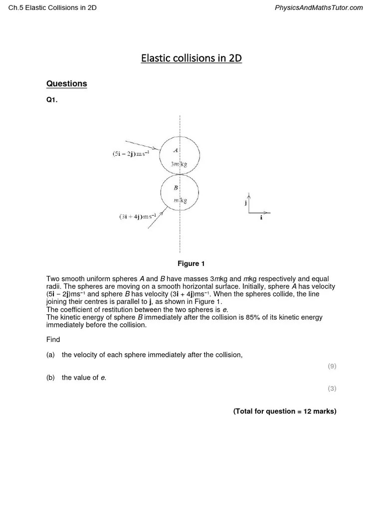 Ch.5 Elastic Collisions In 2D - Edexcel Further Maths A-Level - FM1 ...