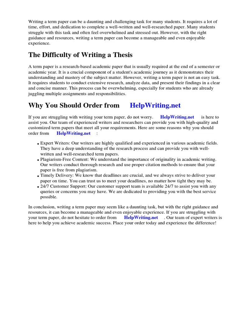Term Paper Writing Guide | Download Free PDF | Essays | Thesis