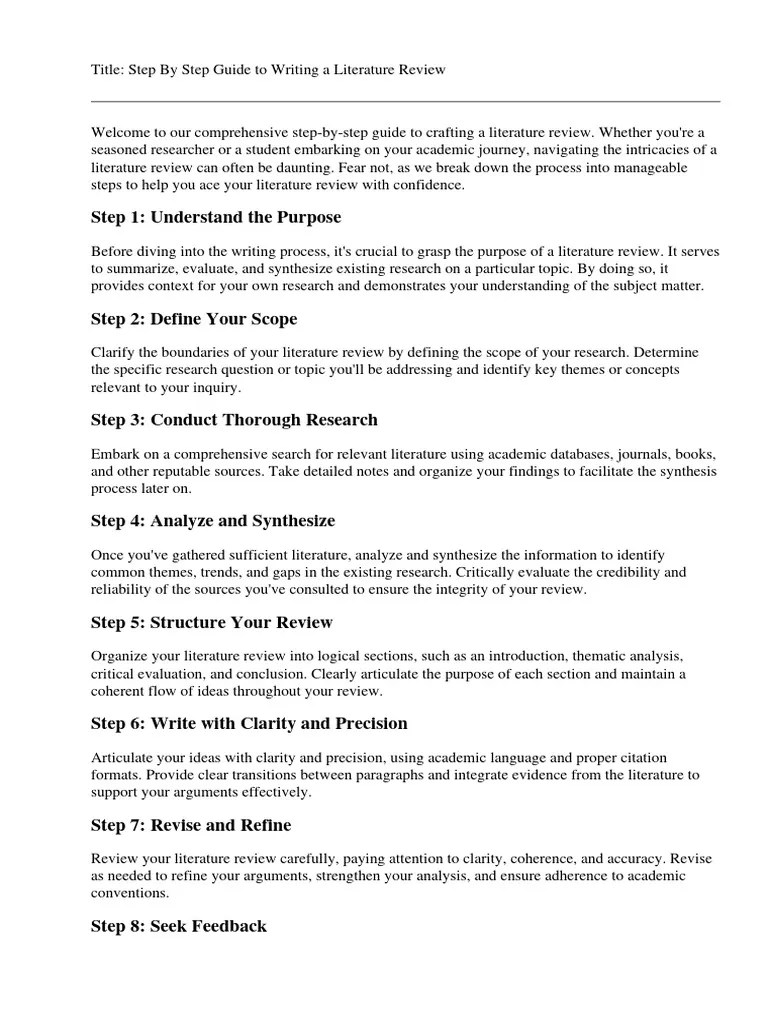 Step By Step Guide Literature Review | PDF | Citation | Literature Review