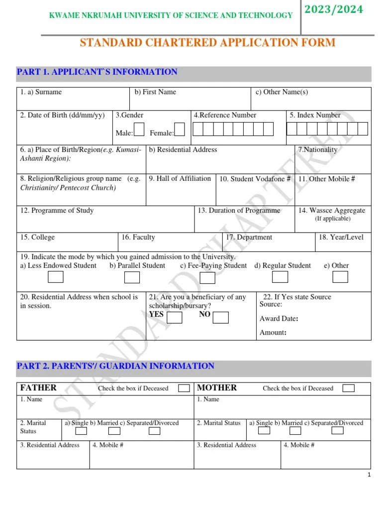 SCB Application Form 2024 | PDF