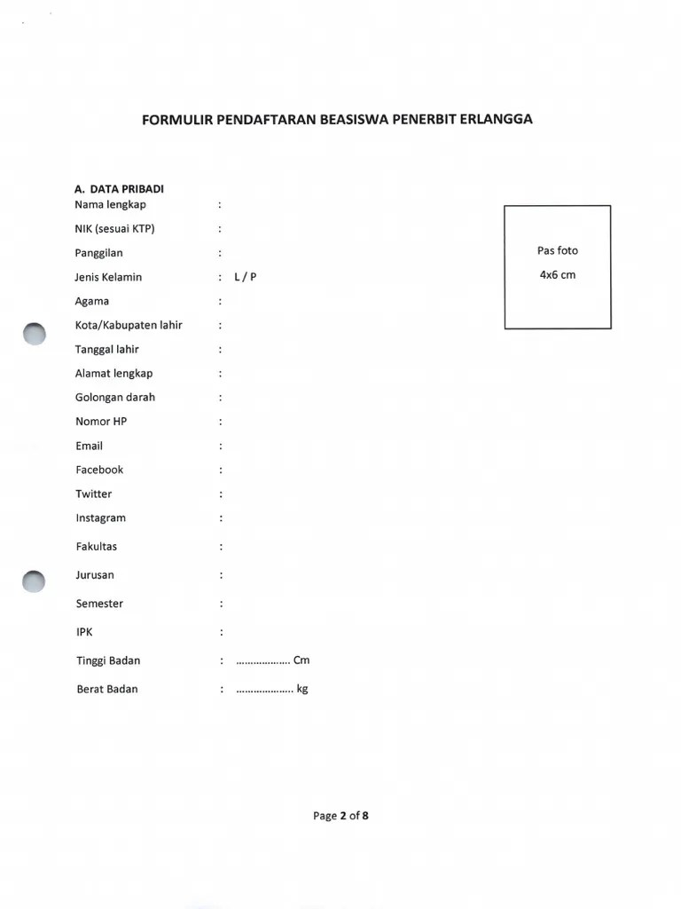 Formulir pendaftaran beasiswa erlangga sem. ganjil ta 2023-2024 pdf