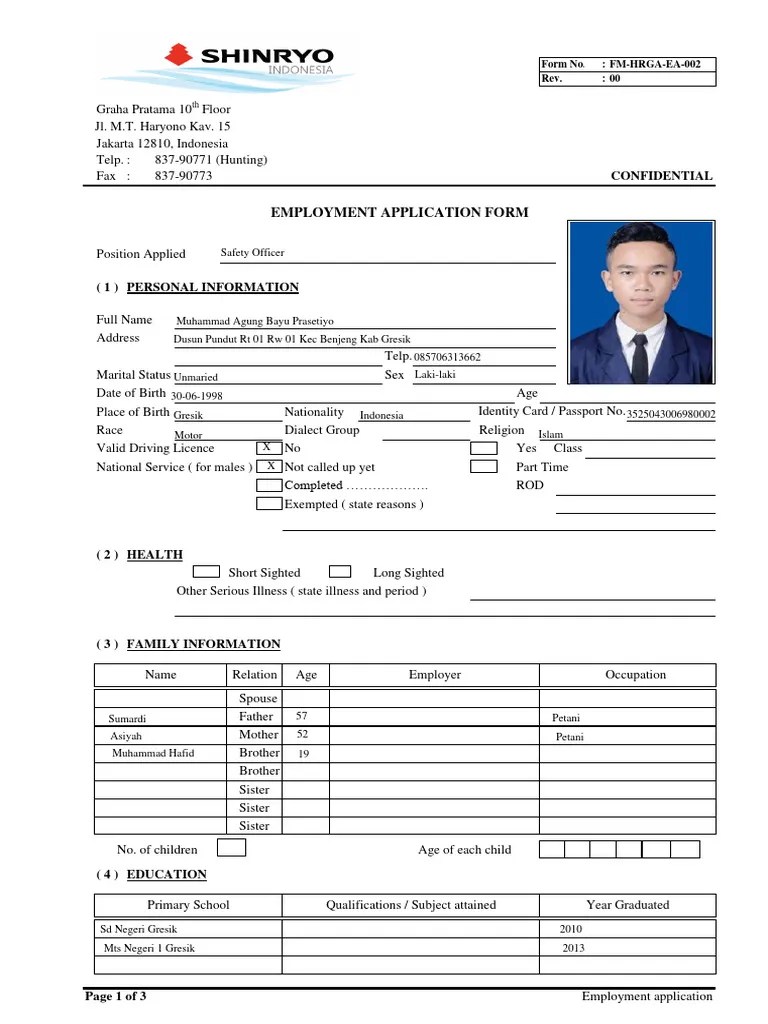 Form 002 - Employment Application | PDF