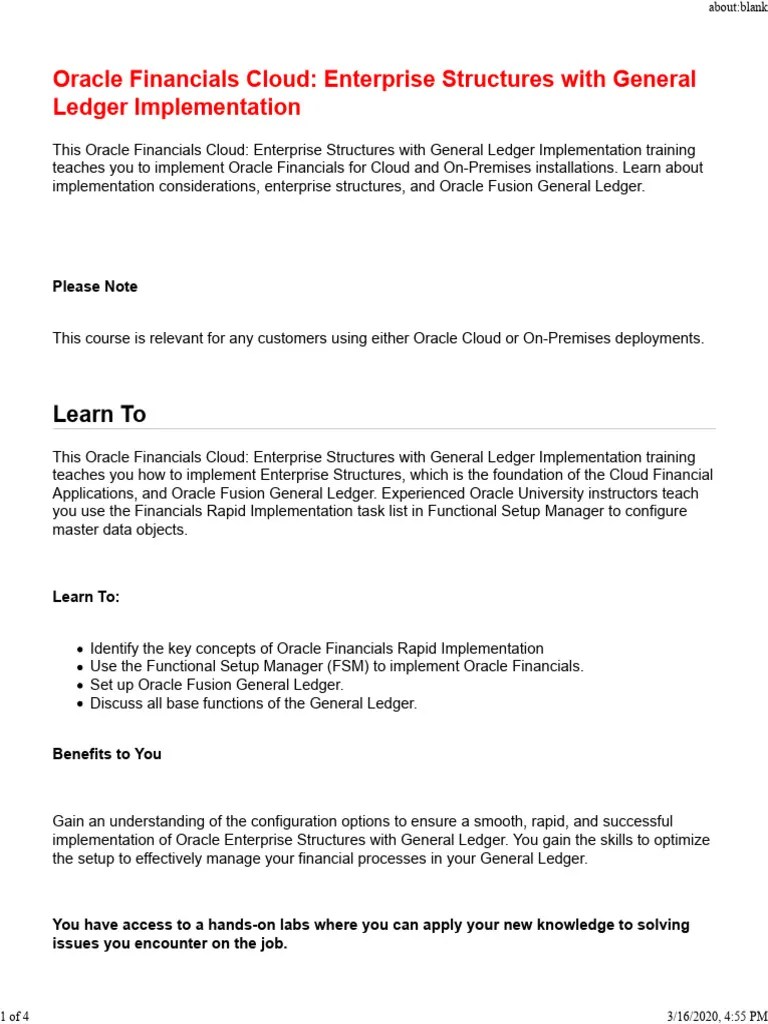 Oracle Financials Cloud: Enterprise Structures With General Ledger ...