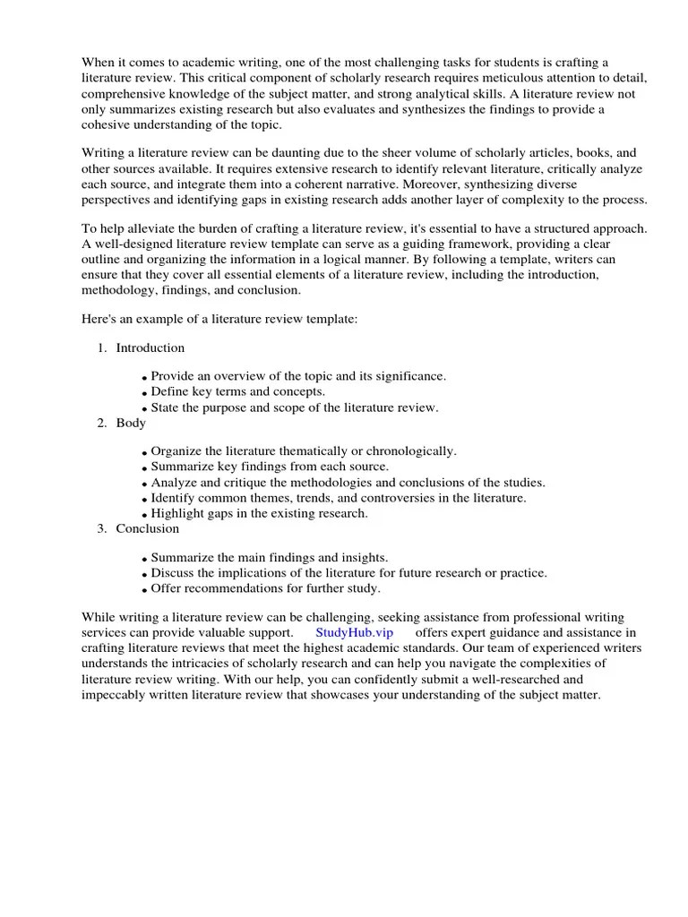 Literature Review Template Example | PDF | Literature Review | Thesis