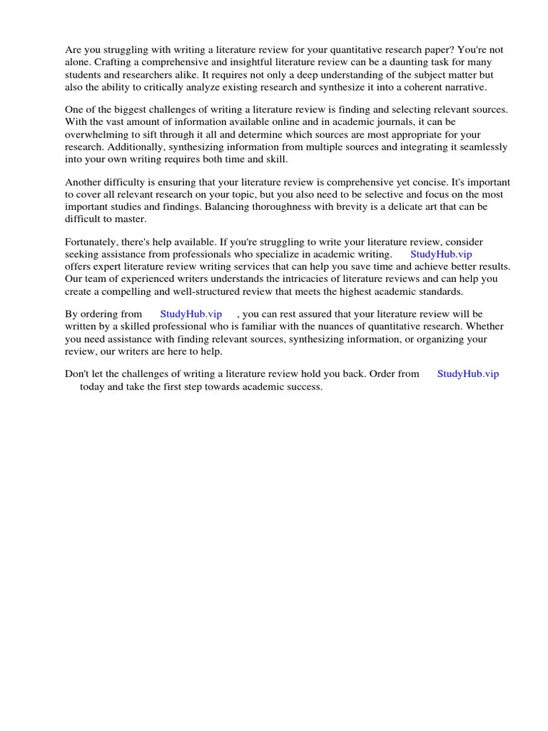 Literature Review Quantitative Research | Download Free PDF ...