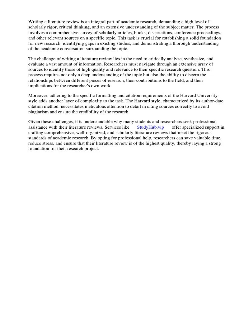 Literature Review Harvard University | Download Free PDF | Citation | Thesis