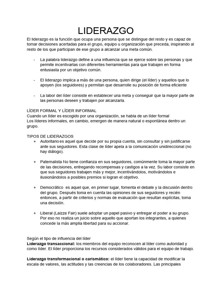 Liderazgo | PDF | Liderazgo | Psicología Social