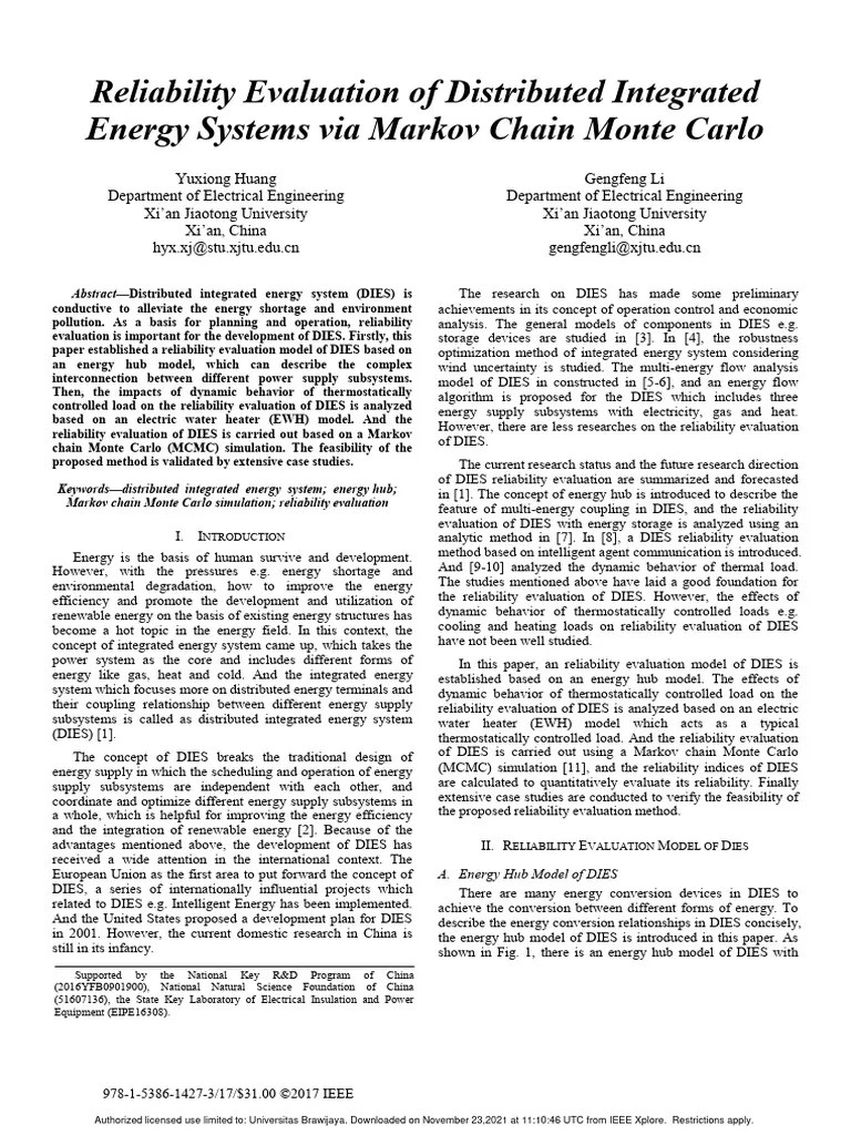 Reliability Evaluation Of Distributed Integrated Energy Systems Via ...