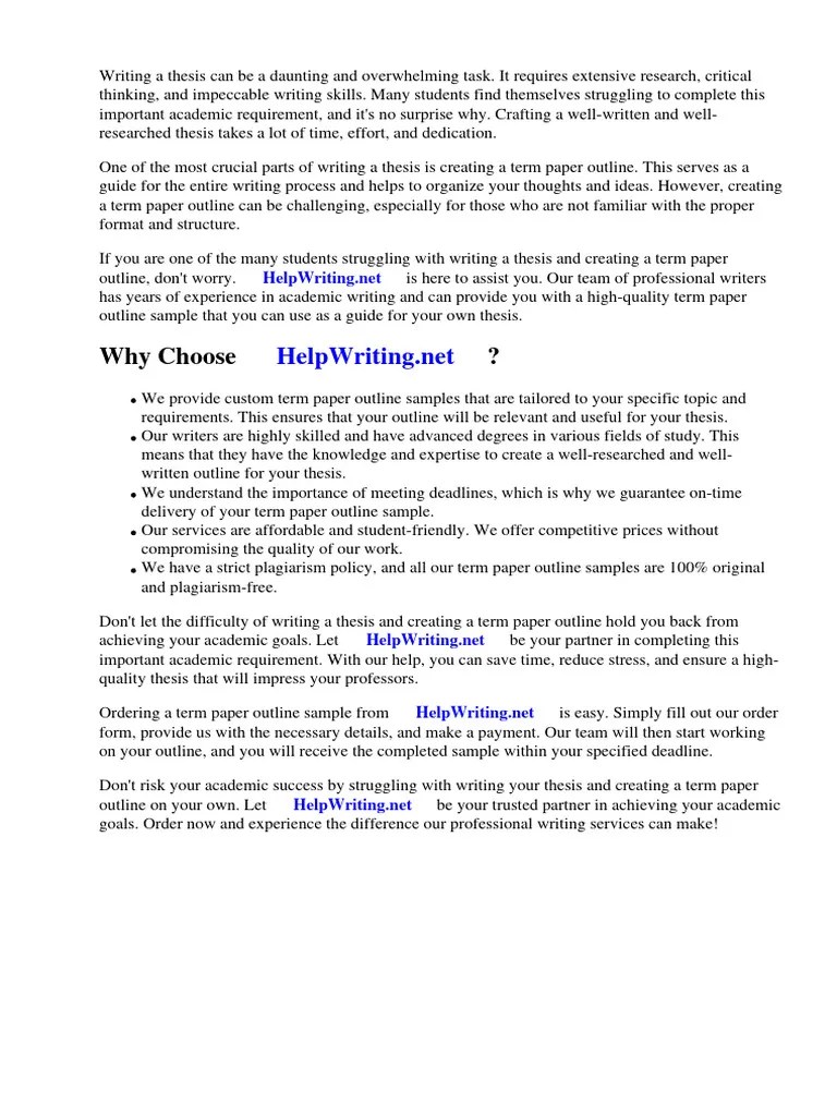 Term Paper Outline Sample Example | Download Free PDF | Essays | Apa Style