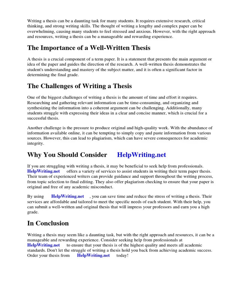How To Write A Term Paper Thesis | PDF | Thesis | Information