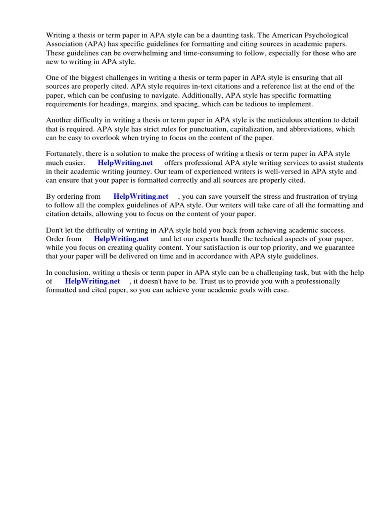 Apa Style Term Paper Format | PDF | Apa Style | Citation