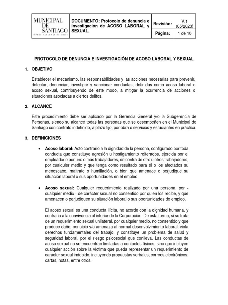 Protocolo De Acoso Laboral Y Sexual 1 | PDF | Acoso Sexual | La Violencia Contra Las Mujeres