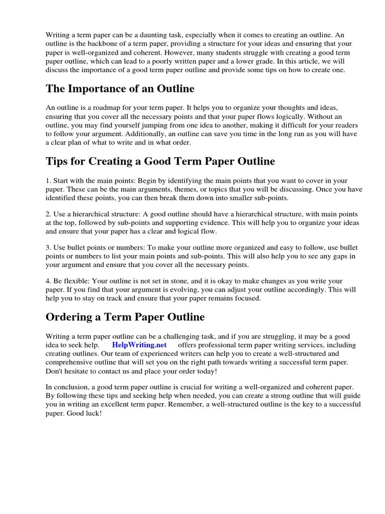 How To Write A Good Term Paper Outline | PDF | Essays | Thought