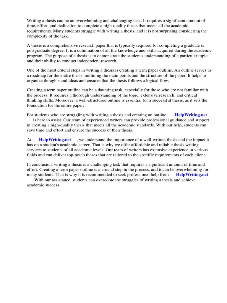 What Is A Term Paper Outline | Download Free PDF | Essays | Thesis