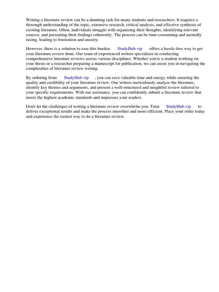 Effortless Literature Review Writing Service Pdf Literature Review