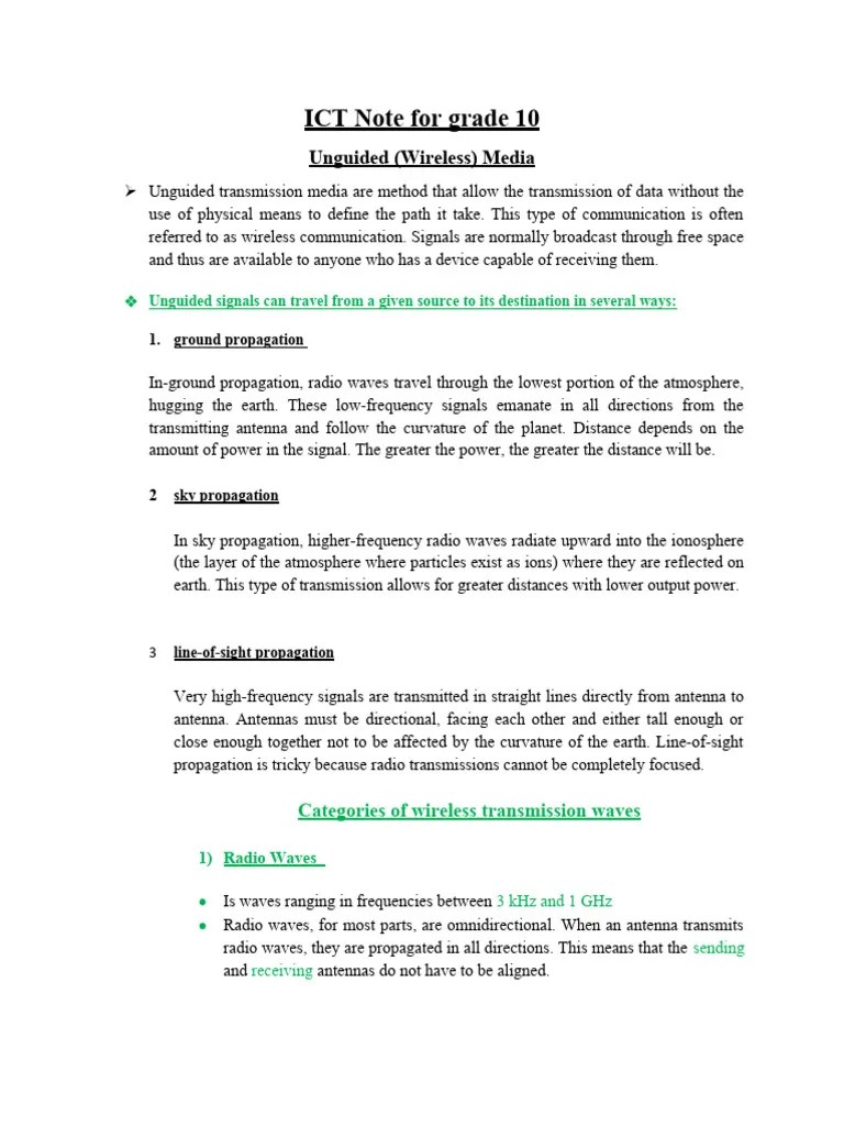 ICT Note For Grade 10 | PDF | Radio | Digital Signal