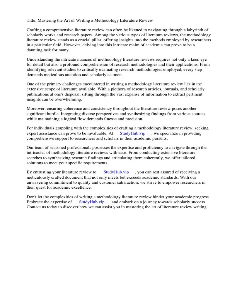 Example Methodology Literature Review | Download Free PDF | Methodology ...