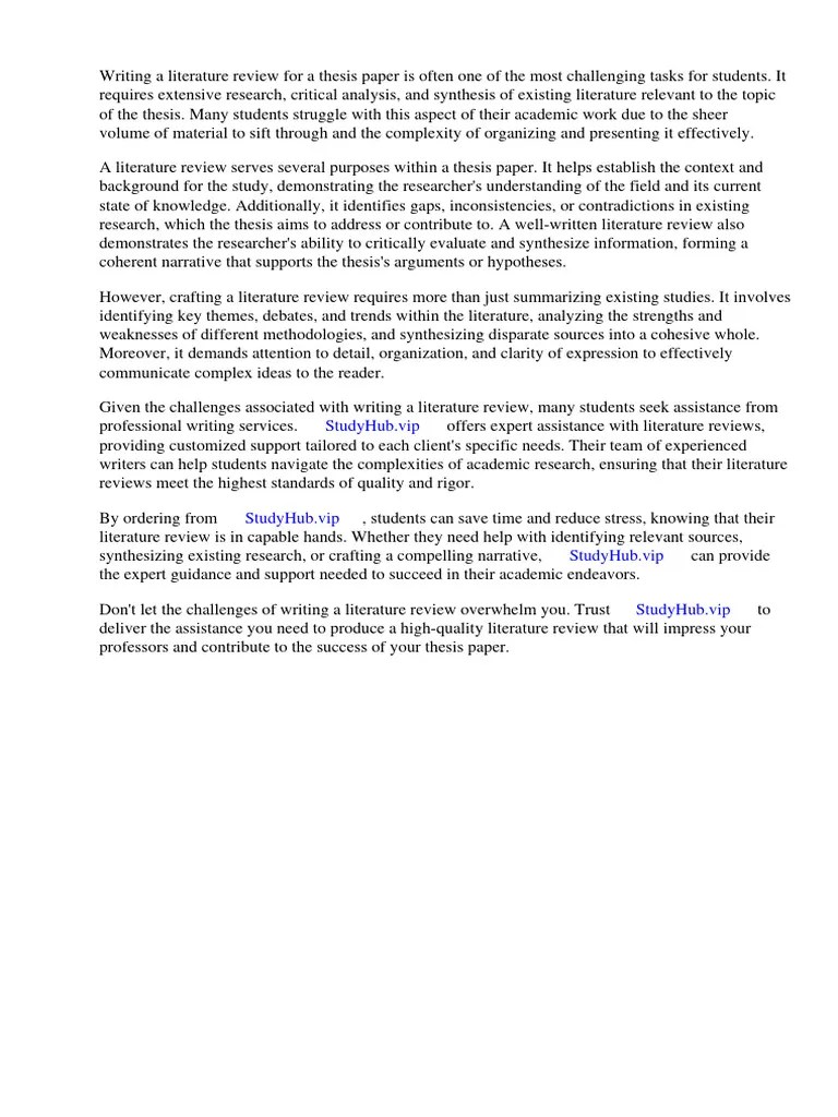 Literature Review In Thesis Paper | PDF | Thesis | Literature Review