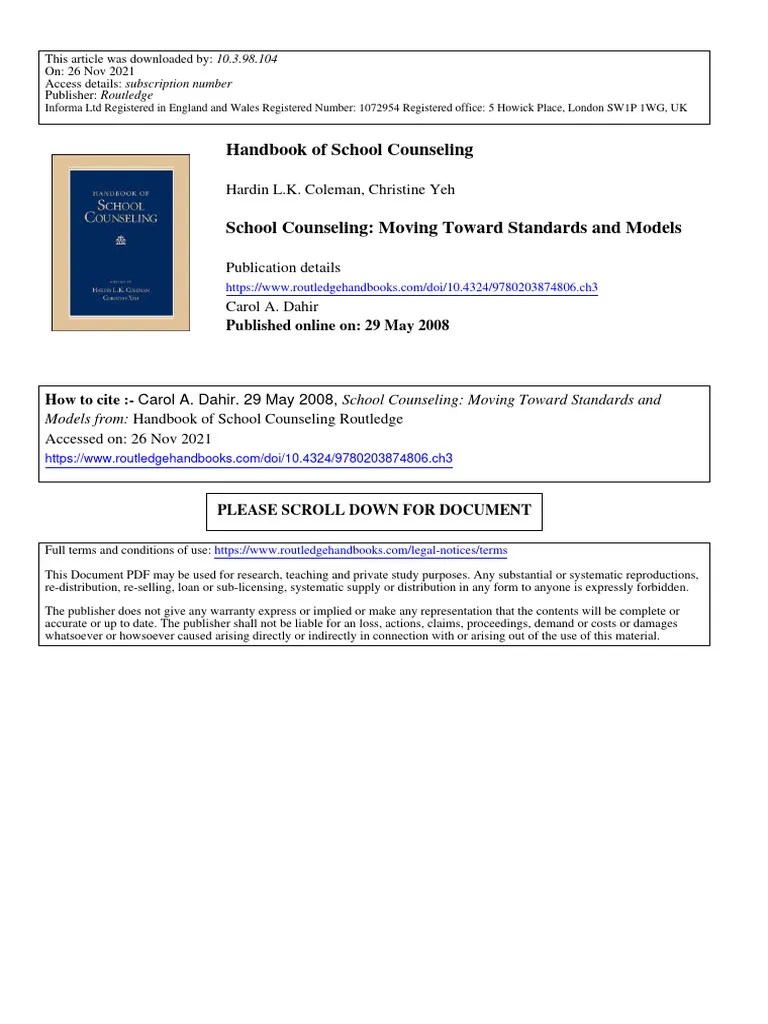 Handbook Of School Counseling | PDF | School Counselor | Education Reform