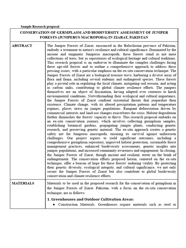 Conservation Of Germplasm And Biodiversity Assessment Of Juniper ...