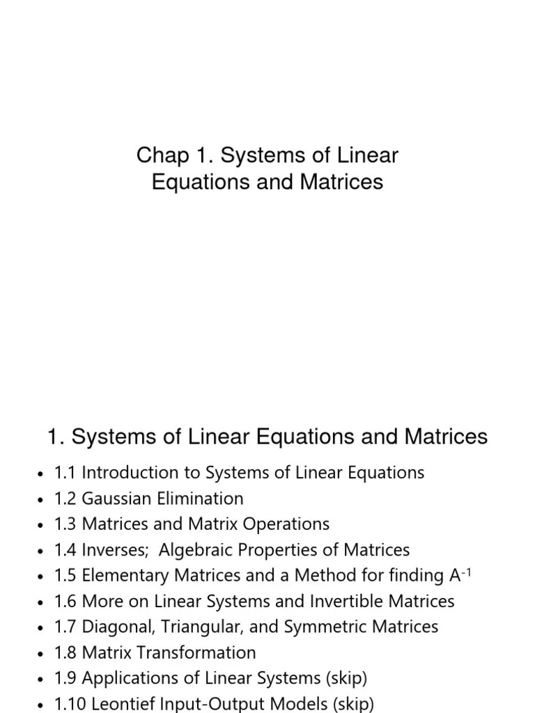 Chap1 - Systems Of Linear Equations | PDF | Matrix (Mathematics ...