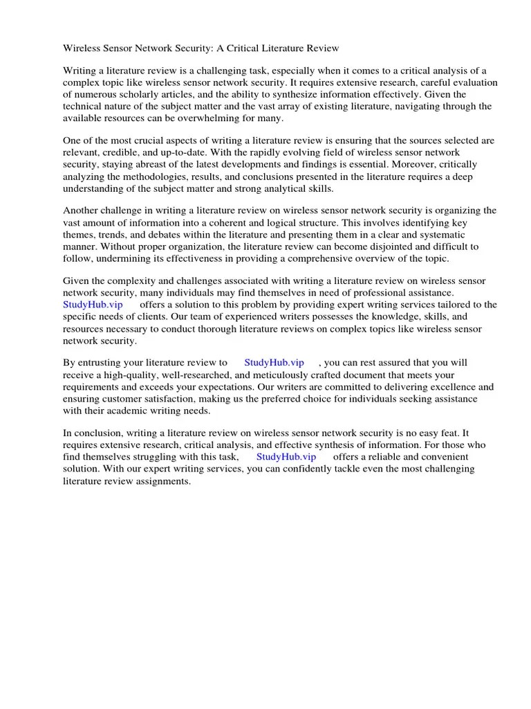 Wireless Sensor Network Security A Critical Literature Review | PDF ...