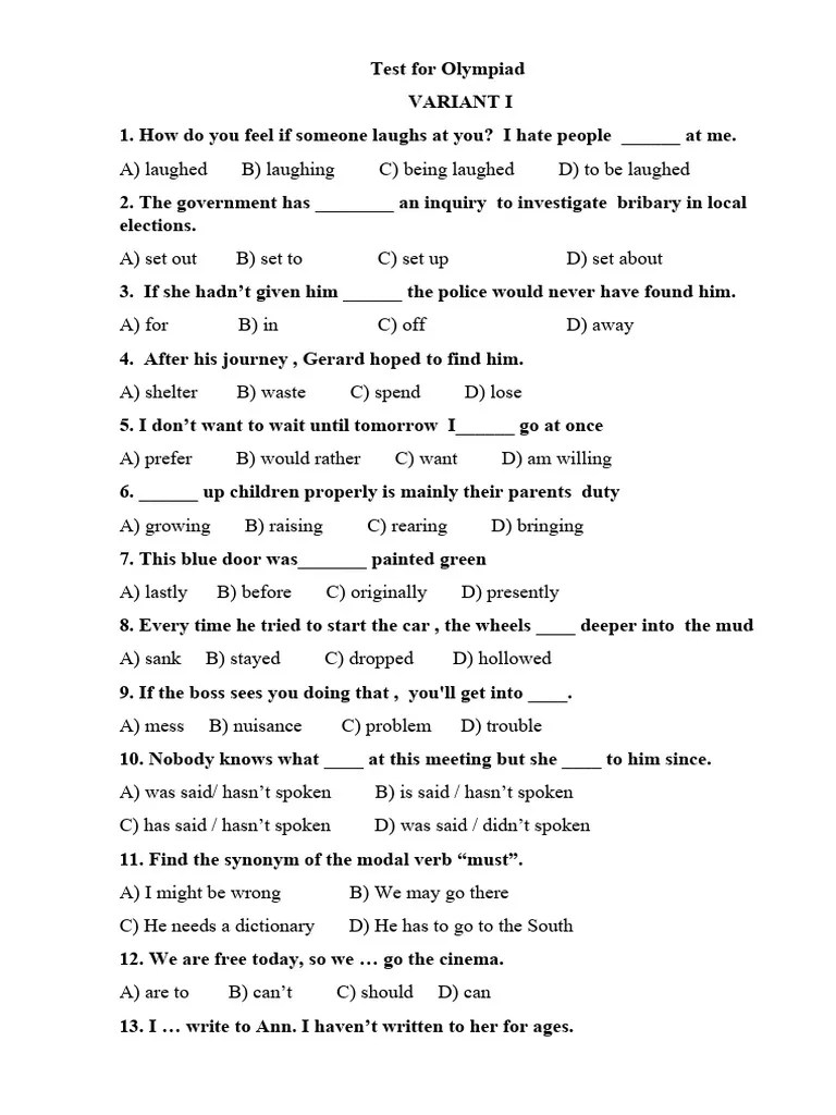 9 Sinf Olimpiada Test | PDF