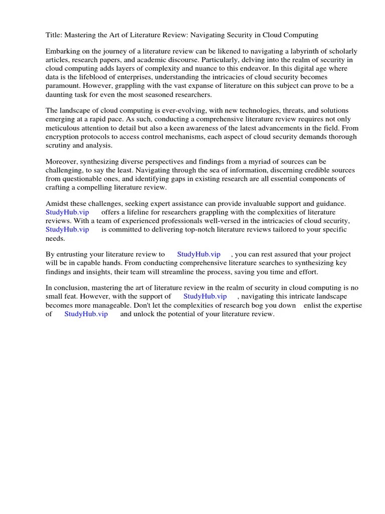 Literature Review Of Security In Cloud Computing | PDF | Cloud Computing | Security