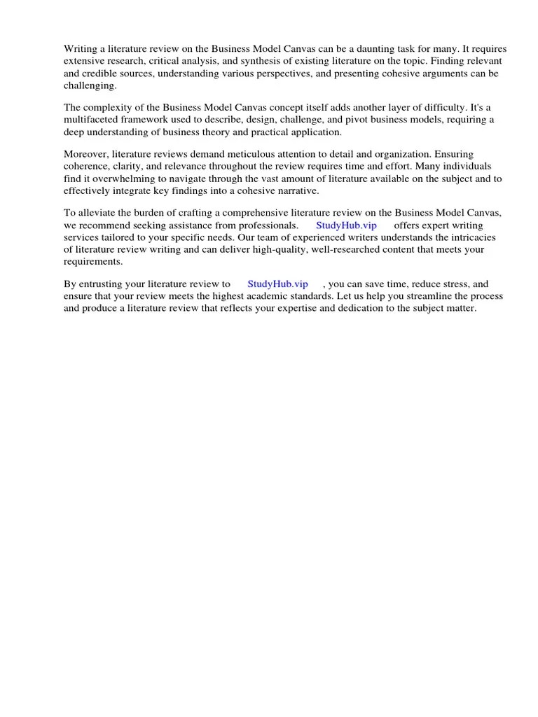 Business Model Canvas Literature Review | PDF | Business Model ...
