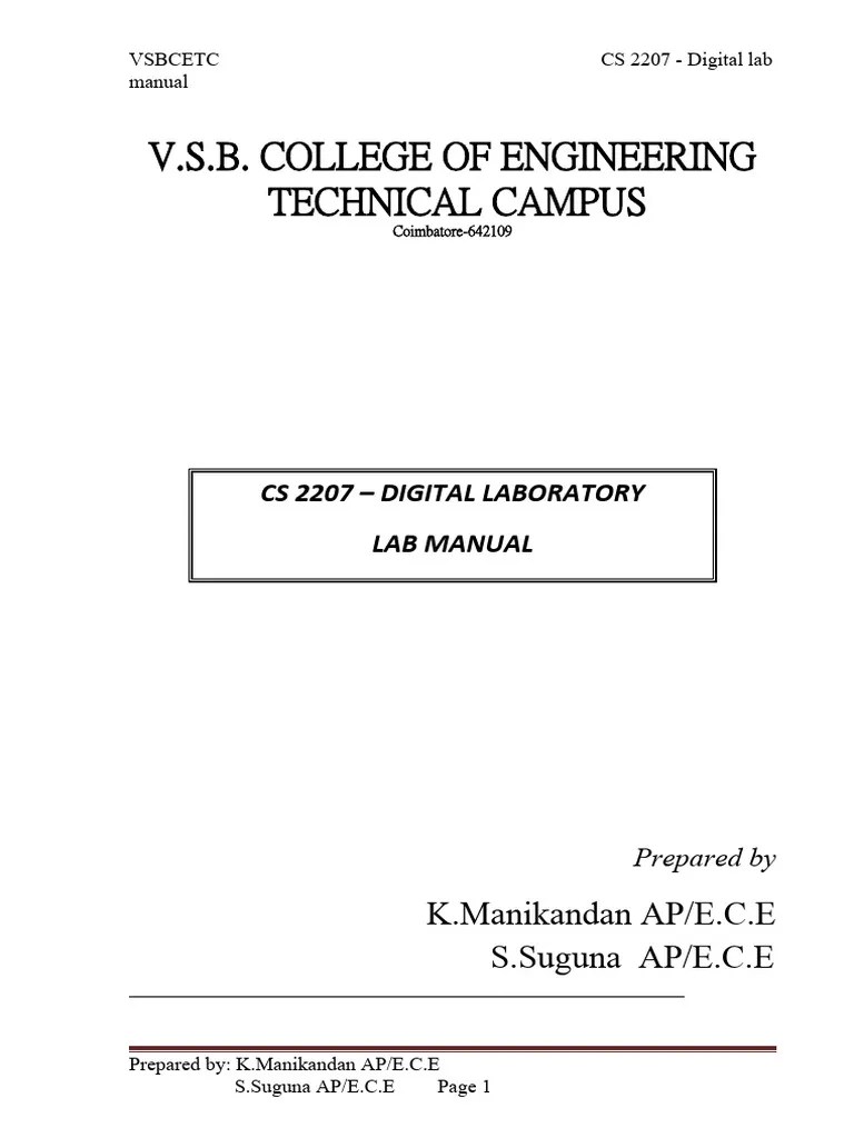 Digital LAB Manual (1) | PDF | Logic Gate | Hardware Description Language