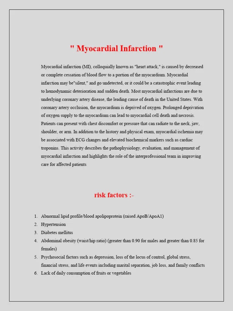 Myocardial Infarction | PDF | Myocardial Infarction | Coronary Artery ...