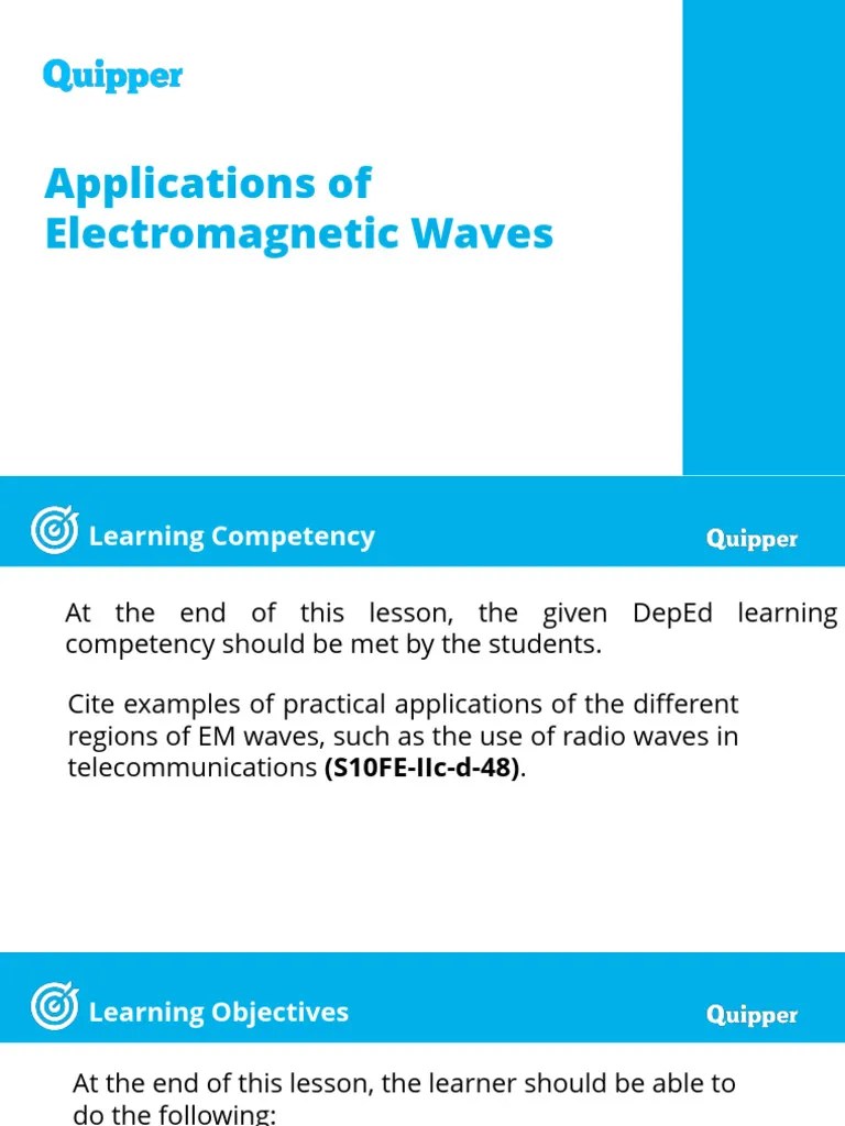 Science 10 Application Of Electromagnetic Waves | PDF | Electromagnetic ...