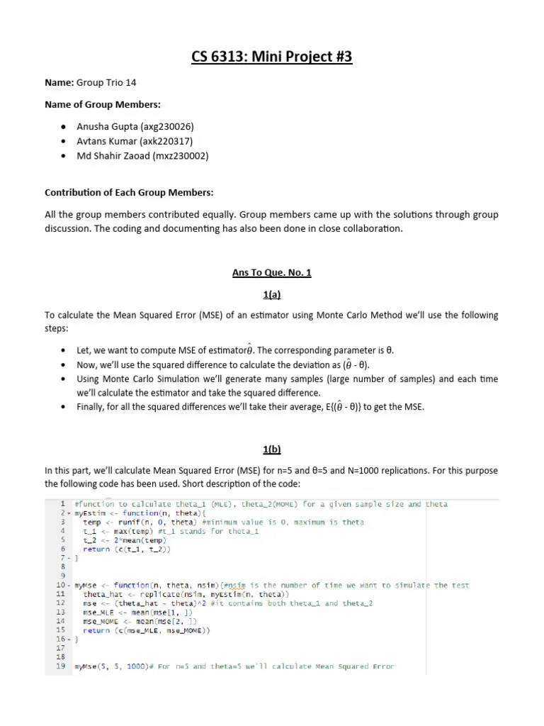 Mini Project 3 | PDF | Mean Squared Error | Estimator