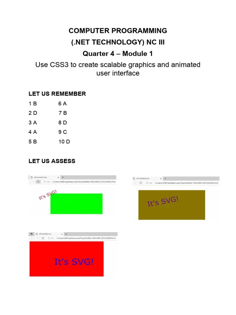 Computer Programming 4TH Quarter | PDF | Html5 | Graphics