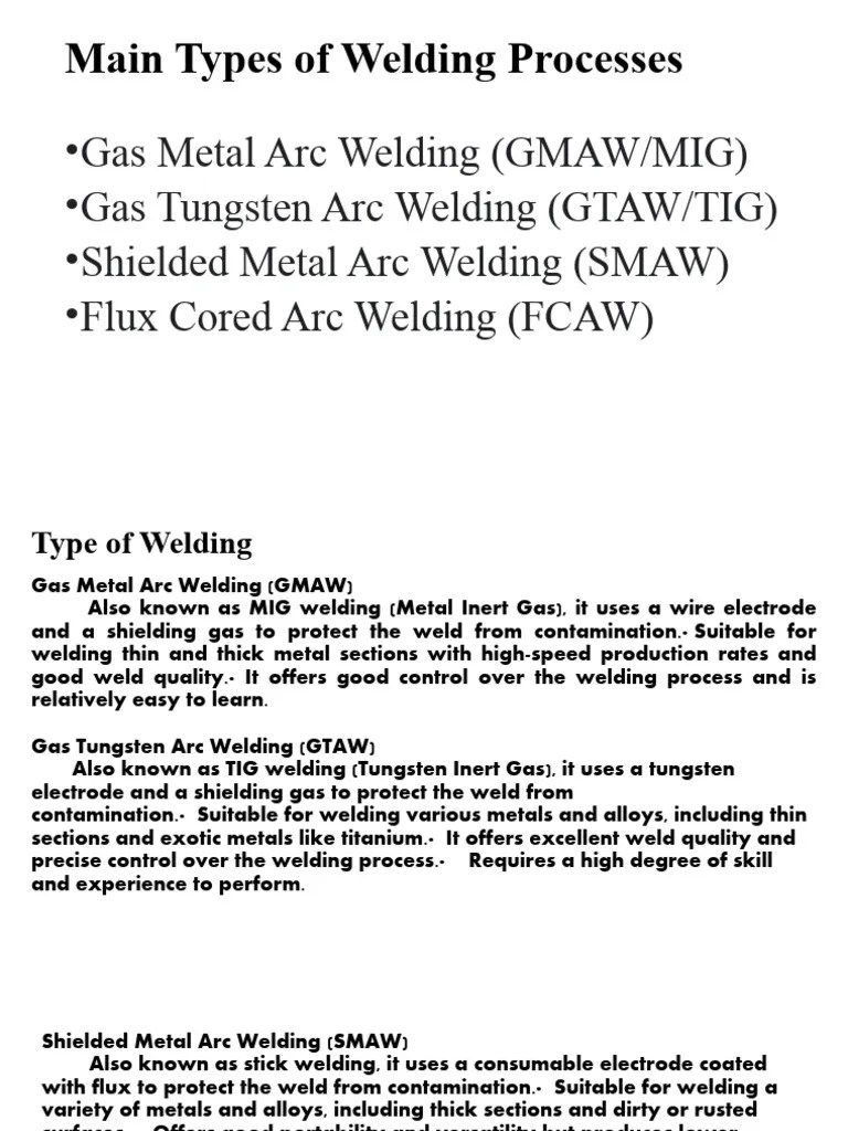 MainTypes Of Welding Processes | PDF