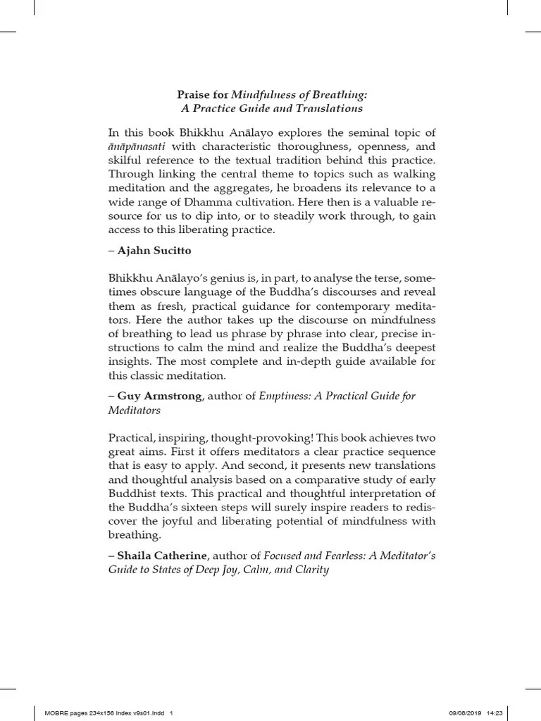 Mindfulness Of Breathing - Bhikkhu Analayo | PDF