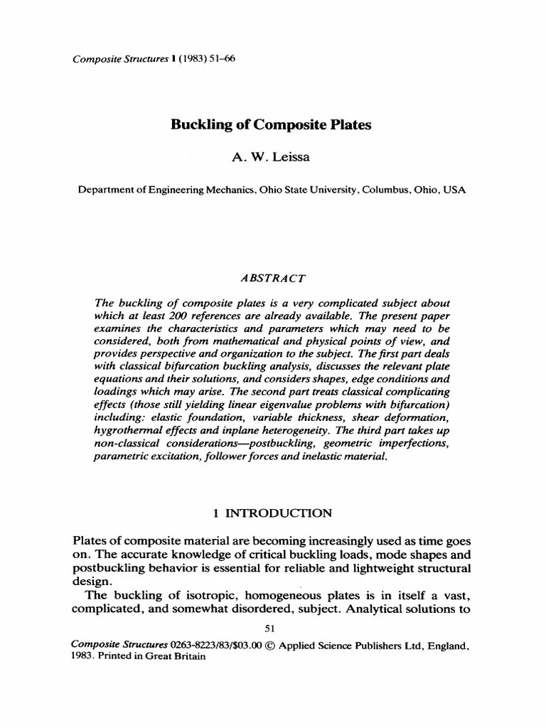 Buckling Of Composite Plates | PDF | Buckling | Composite Material