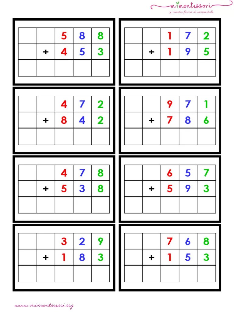 Sumas De Tres Cifras Con Llevadas | PDF