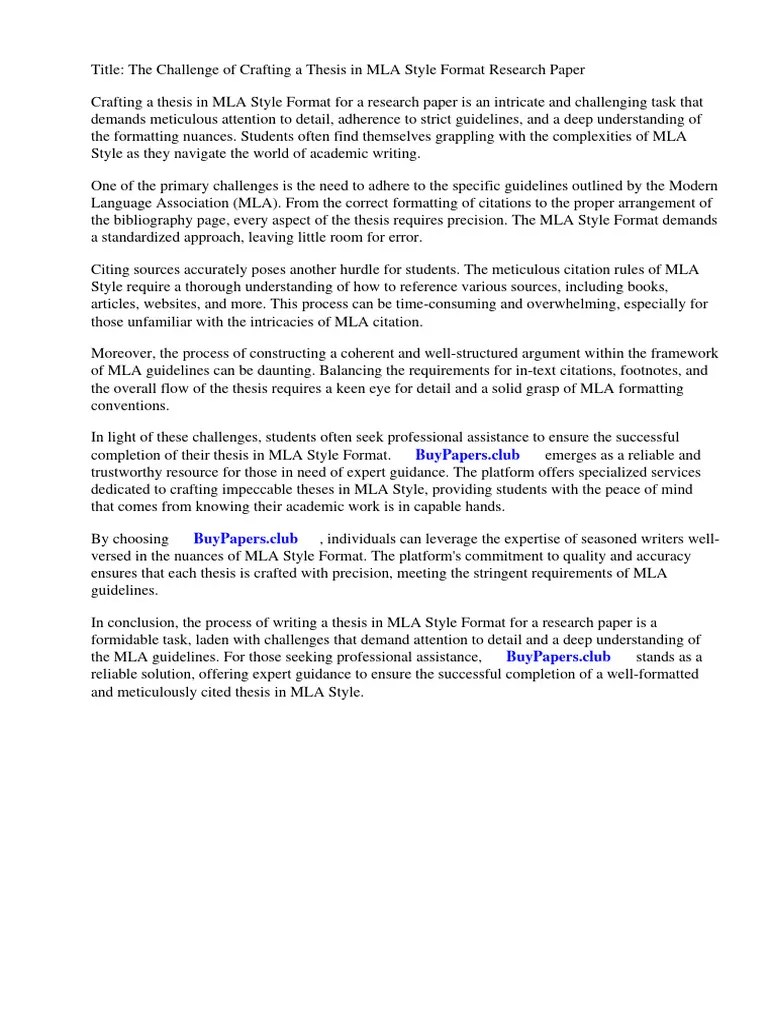 Mla Style Format Research Paper | PDF | Citation | Apa Style