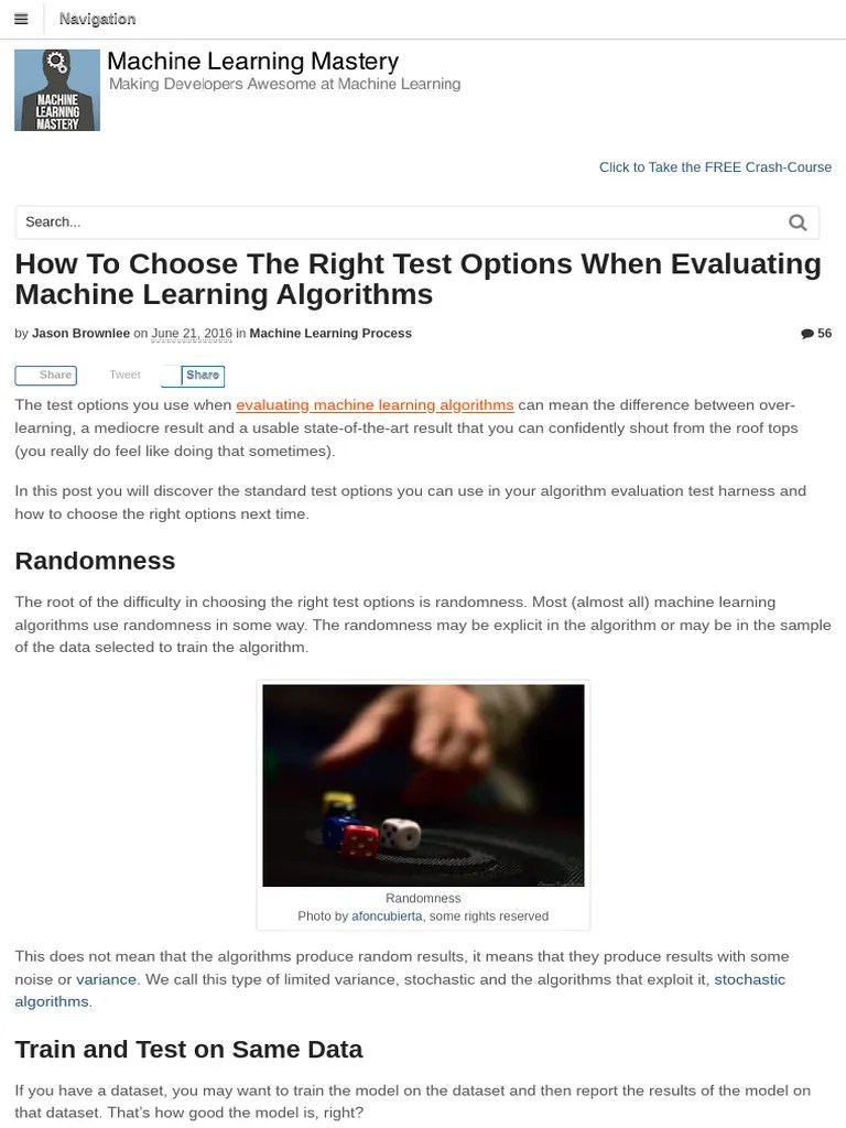 How To Choose The Right Test Options When Evaluating Machine Learning ...